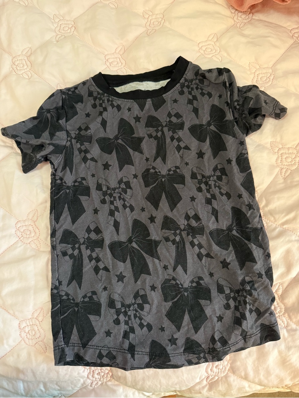 2T- Bundle Of Joy- BambooKids Black Bow Print Short Sleeve Tee